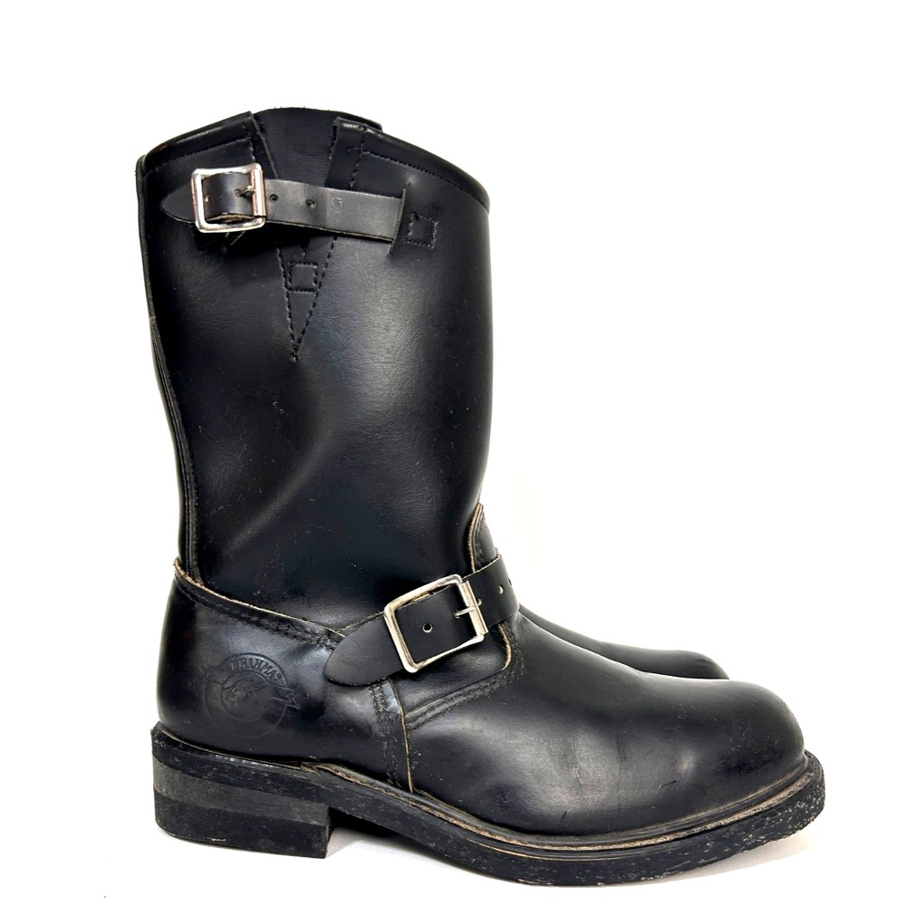 Vintage Brahma Heavy Duty Engineer Leather Boots Steel Toe USA Made Men's 7.5
